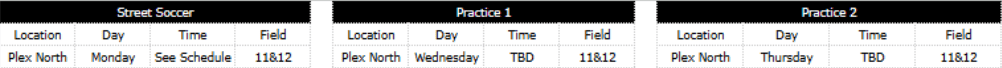 Practice Schedule